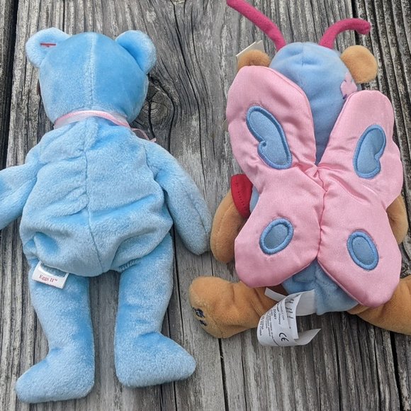 Ty Easter Egg Beanie Baby and Butterfly Easter Pooh Bear Vintage Bundle Set of 2 - Picture 2 of 12